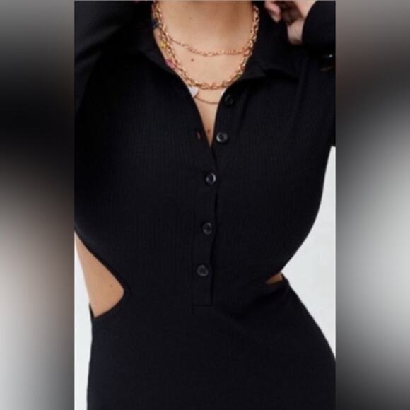 Woman’s Urban Outfitters Ribbed Black Cut-Out Dress Size XSmall - Picture 3 of 9